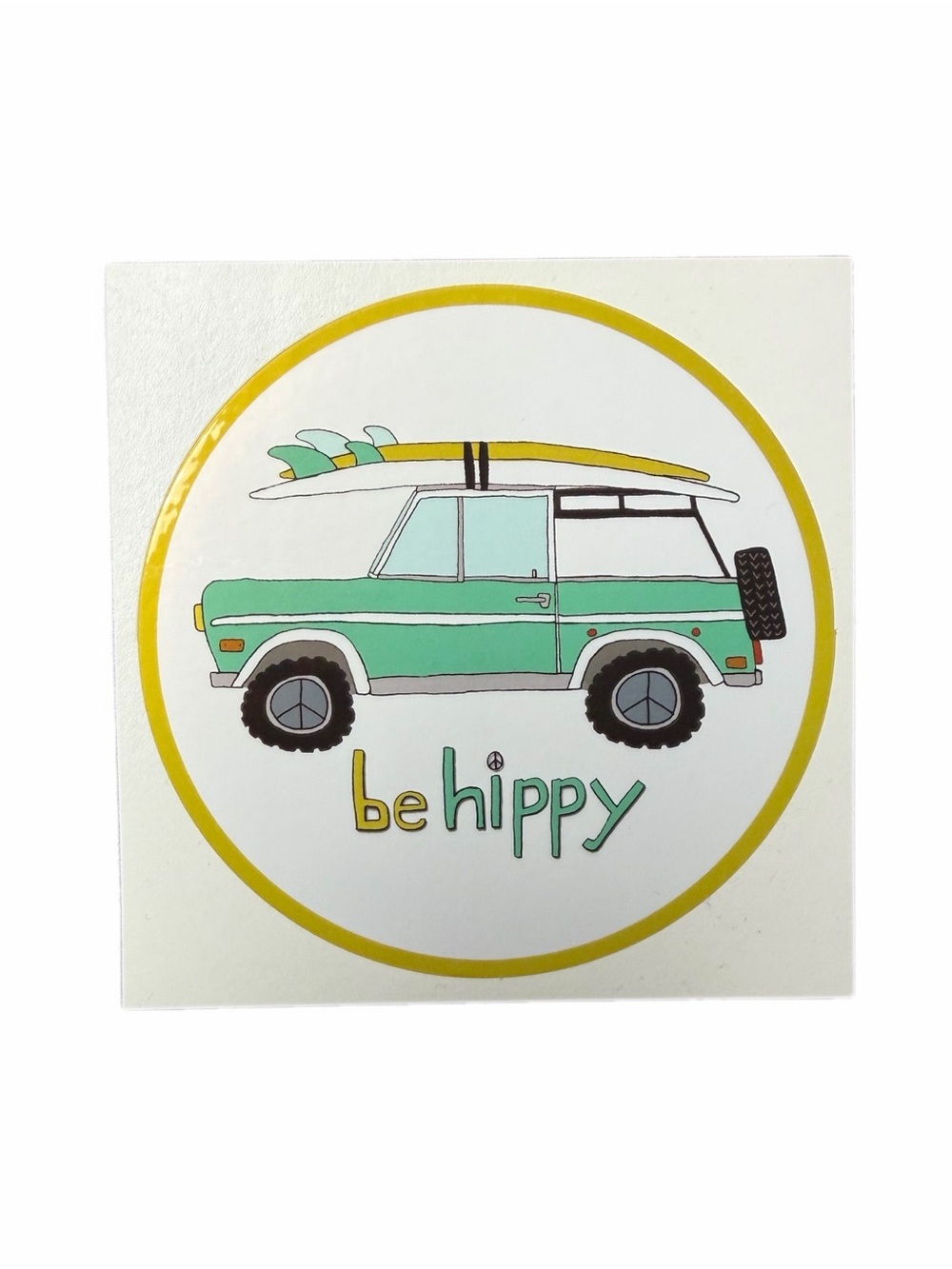 Be Hippy Green Surf Wagon Sticker New